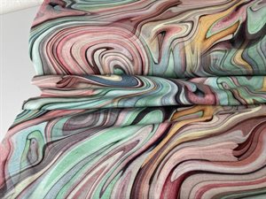 Bomuldsjersey - med fint abstrakt color splash i blide toner